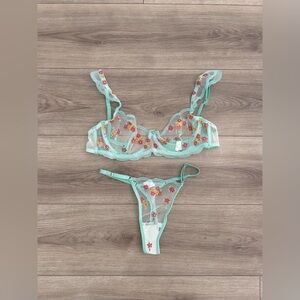 Floral Embroidered Lingerie Set